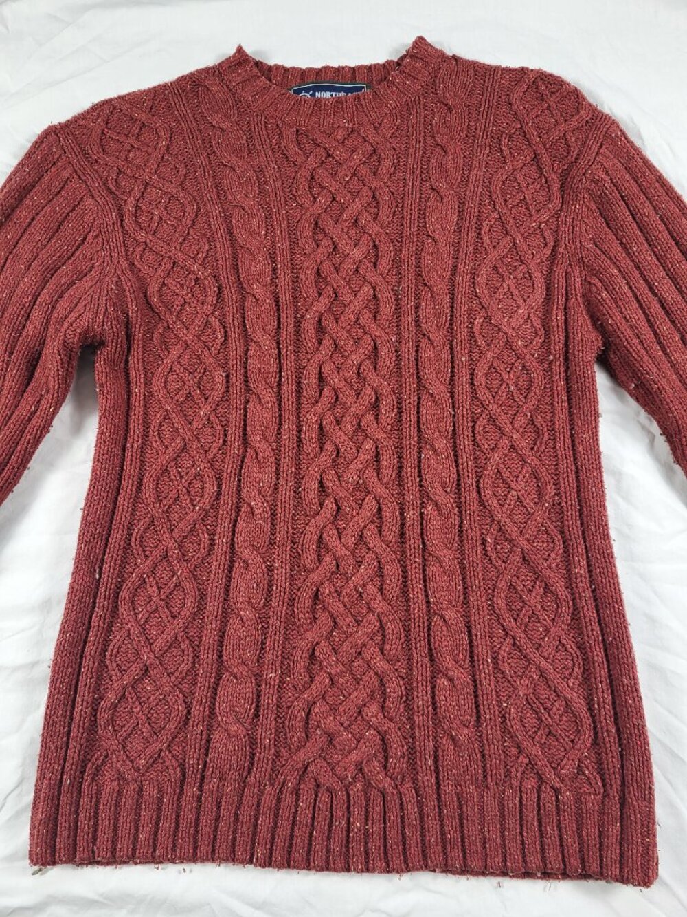 Northeast Outfitters Sweater Women's Medium Cable Knit Red Silk Wool Luxury